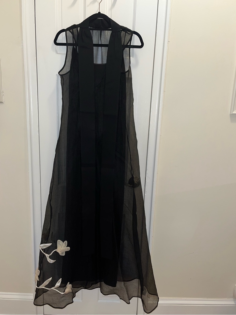 STAUD Albee Maxi Dress Gown Black White Floral Bow Cocktail Small - Picture 7 of 9
